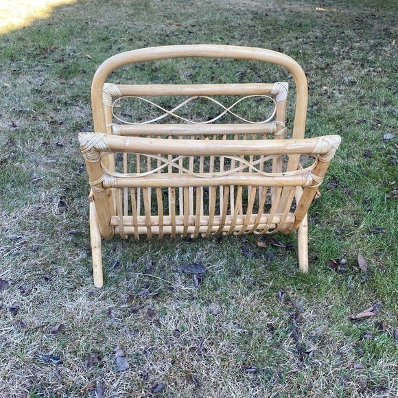 RATTAN Wicker Magazine Rack Holder Boho Style - Picture 2 of 7